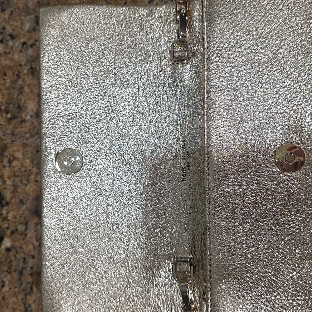 NWOT Henri Bendel Gold Clutch With Chain - Picture 6 of 11